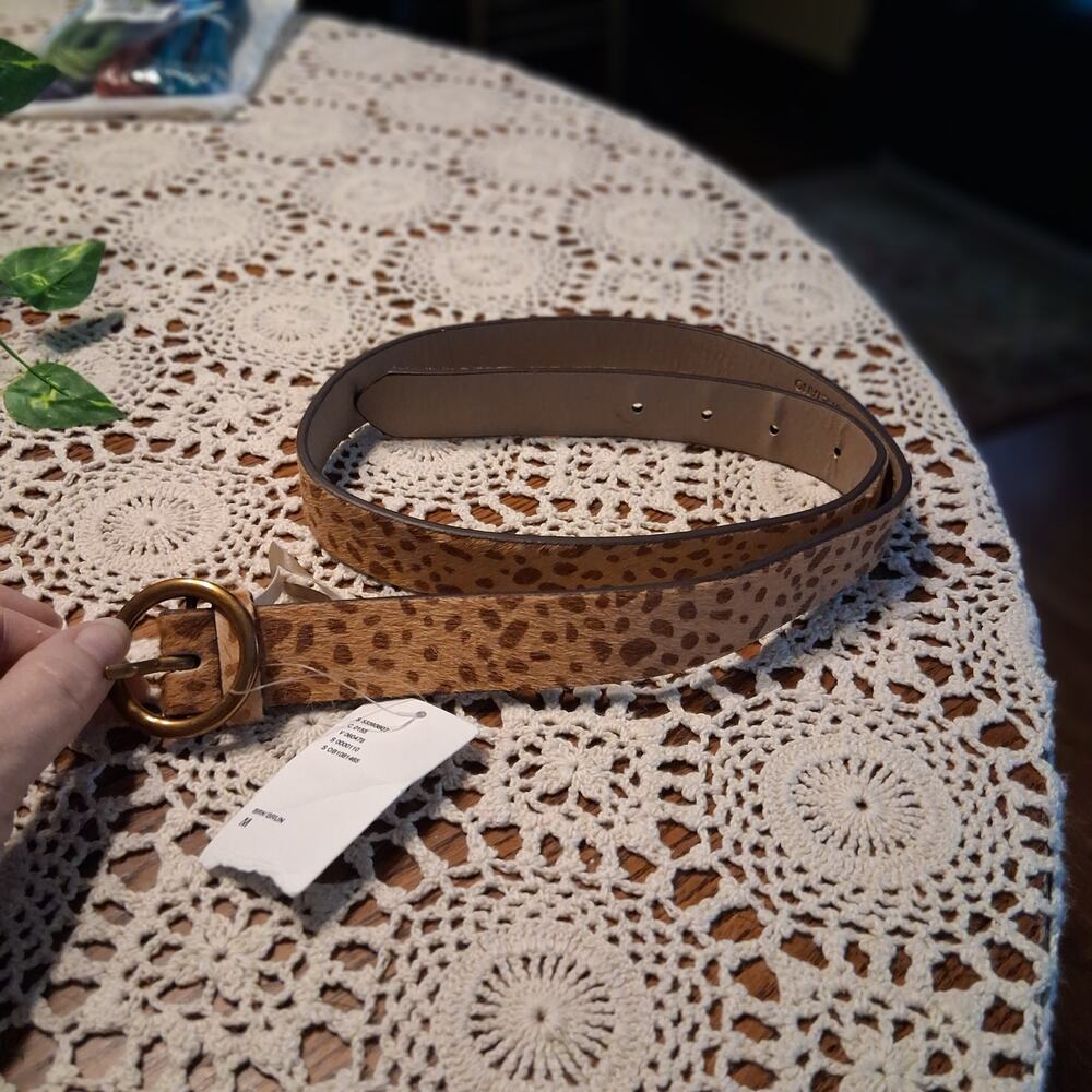 Urban Outfitters nwt belt womens M leopard print calf hair blend